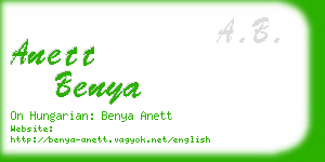 anett benya business card